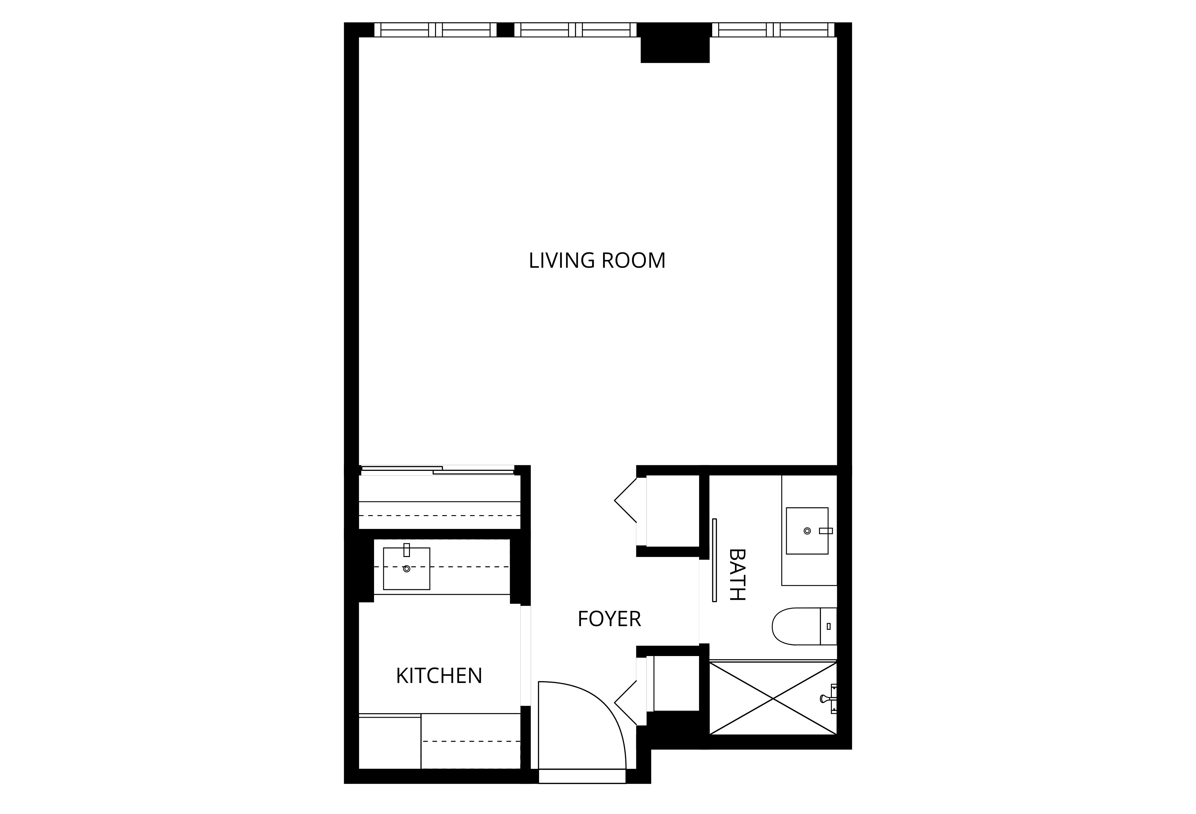 2D floor plan for a two-bedroom independent living unit