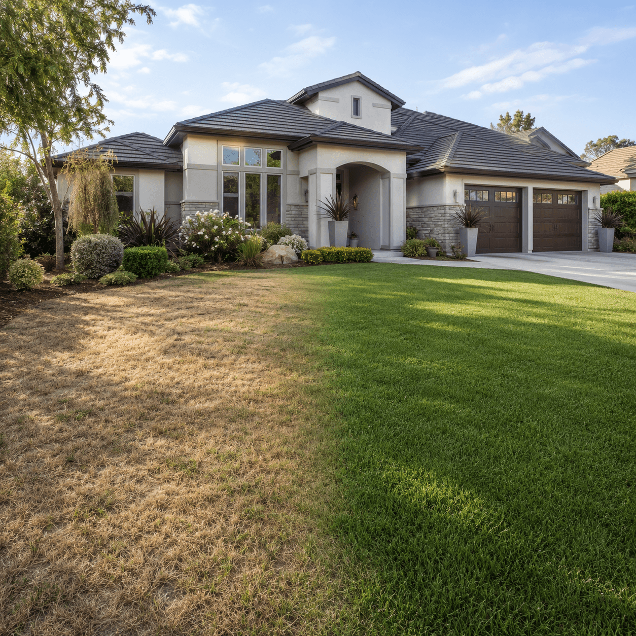 Front exterior of a home with a green lawn